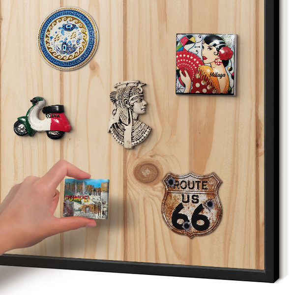 Tableau magnétique encadré de couleur noire Motif en bois