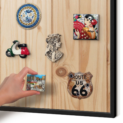 Tableau magnétique encadré de couleur noire Motif en bois