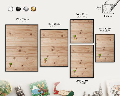 Tableau magnétique encadré de couleur noire Motif en bois