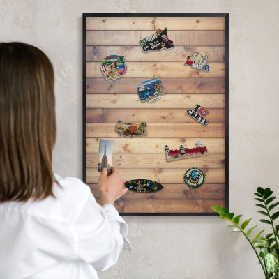 Panneau pour aimants souvenirs cadre noir Planches en bois