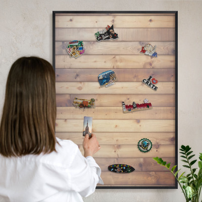 Panneau pour aimants souvenirs cadre noir Planches en bois