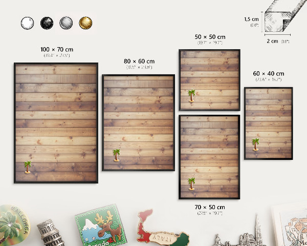 Panneau pour aimants souvenirs cadre noir Planches en bois