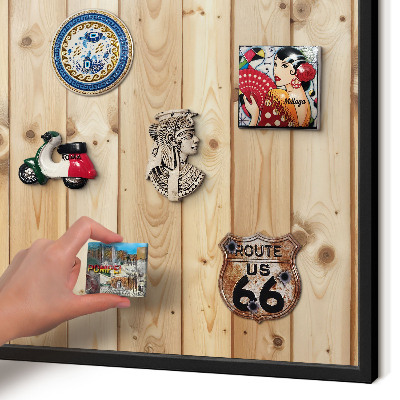 Tableau magnétique encadré de couleur noire Planches de bois