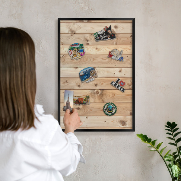 Tableau magnétique encadré de couleur noire Planches de bois