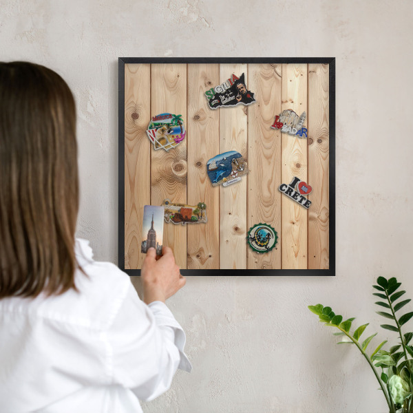 Tableau magnétique encadré de couleur noire Planches de bois