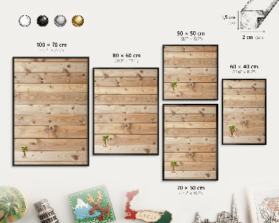 Tableau magnétique encadré de couleur noire Planches de bois