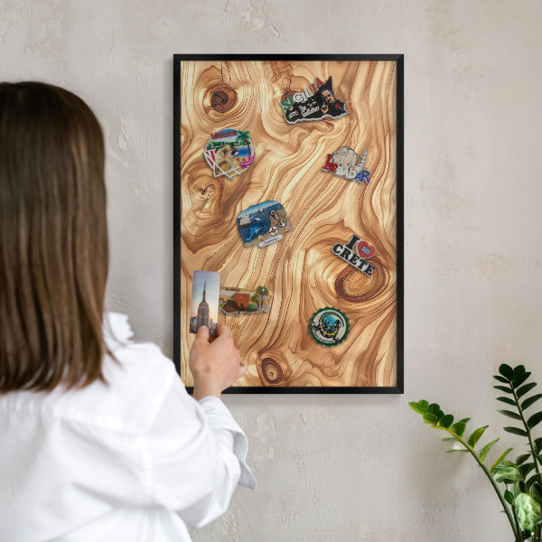 Tableau magnétique encadré de couleur noire Texture bois