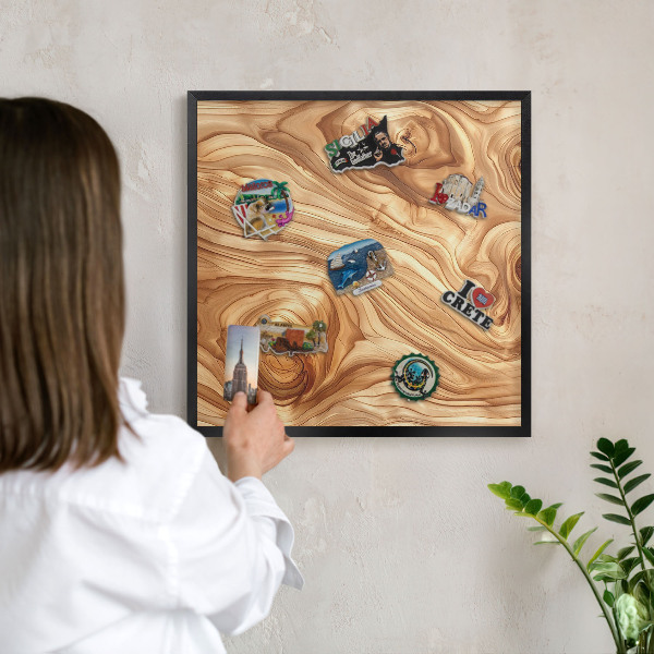 Tableau magnétique encadré de couleur noire Texture bois