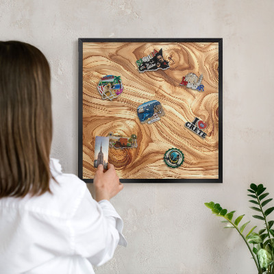 Tableau magnétique encadré de couleur noire Texture bois
