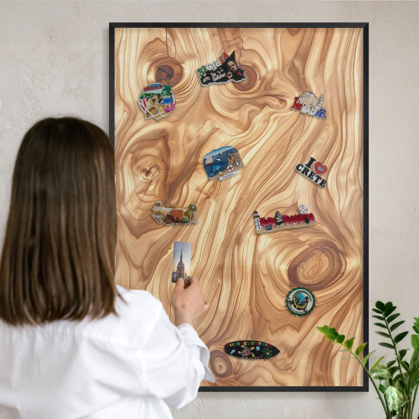 Tableau magnétique encadré de couleur noire Texture bois