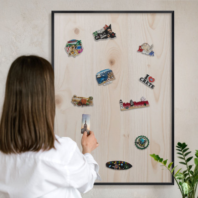 Panneau pour aimants souvenirs cadre noir Motif en bois