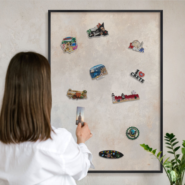 Tableau magnétique encadré de couleur noire Fond neutre