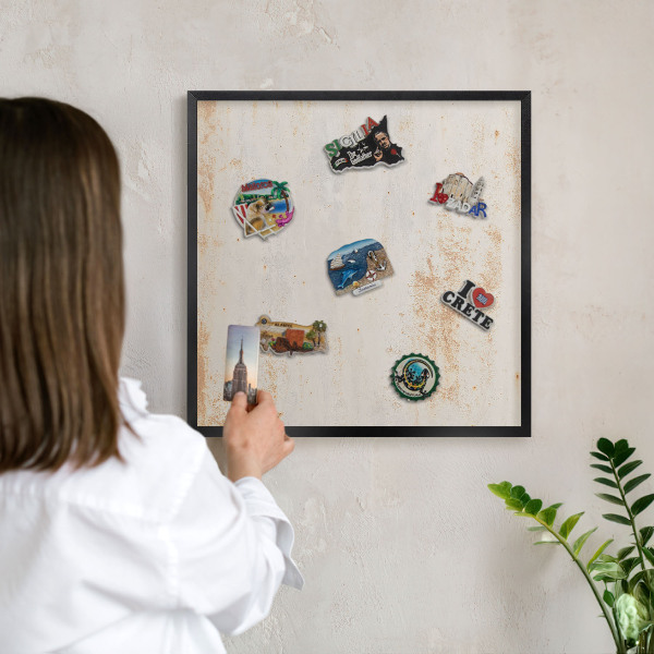 Panneau pour aimants souvenirs cadre noir Texture rouillée