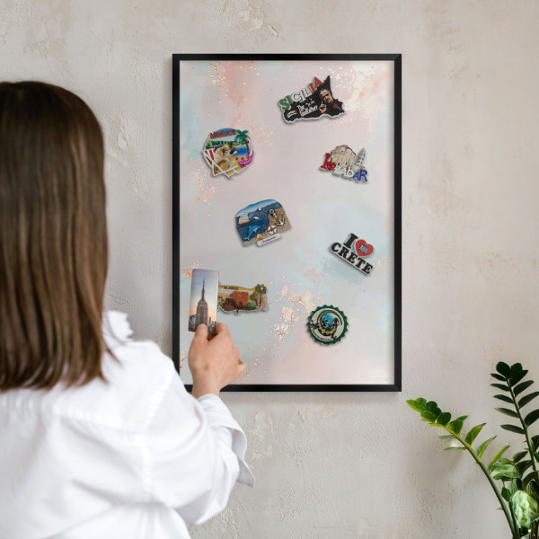 Tableau magnétique encadré de couleur noire Harmonie pastel