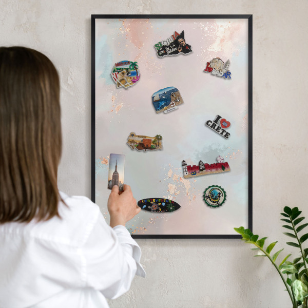 Tableau magnétique encadré de couleur noire Harmonie pastel
