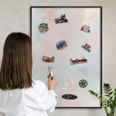 Tableau magnétique encadré de couleur noire Harmonie pastel