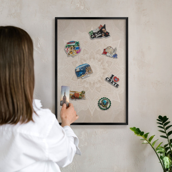 Panneau pour aimants souvenirs cadre noir Motif mandala