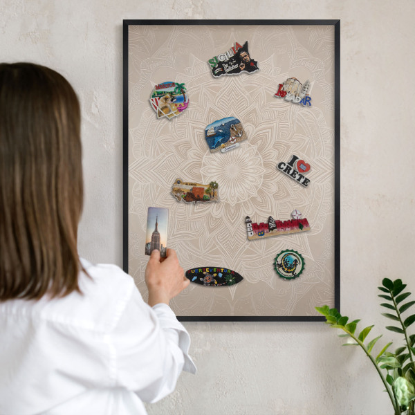Panneau pour aimants souvenirs cadre noir Motif mandala