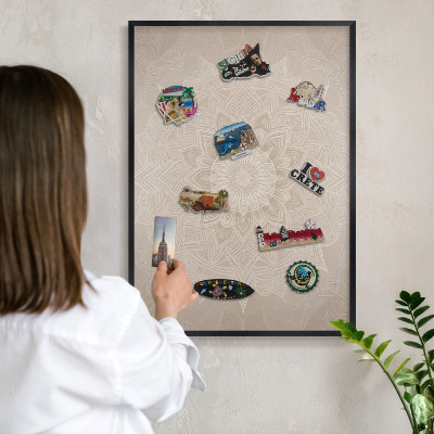 Panneau pour aimants souvenirs cadre noir Motif mandala