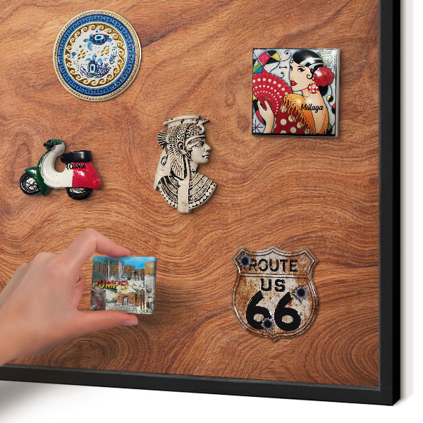 Tableau magnétique encadré de couleur noire Grain de bois