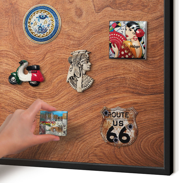 Tableau magnétique encadré de couleur noire Grain de bois
