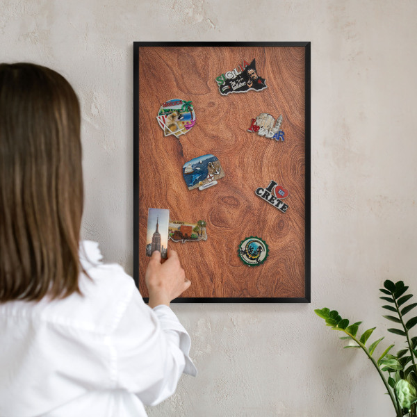 Tableau magnétique encadré de couleur noire Grain de bois