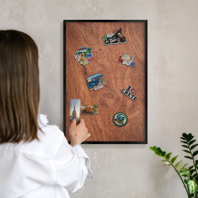 Tableau magnétique encadré de couleur noire Grain de bois