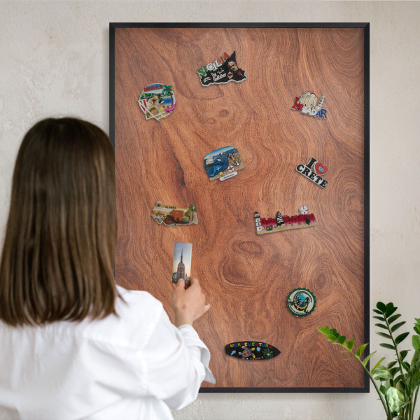 Tableau magnétique encadré de couleur noire Grain de bois