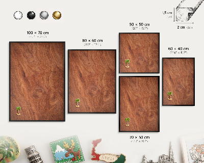 Tableau magnétique encadré de couleur noire Grain de bois
