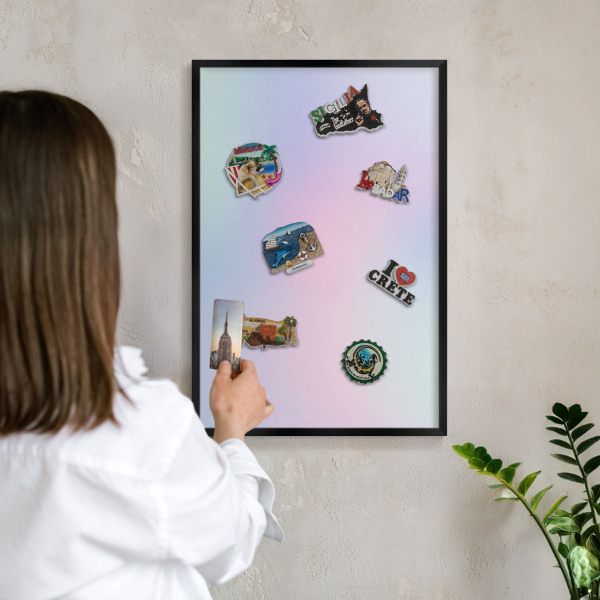 Tableau magnétique encadré de couleur noire Dégradé pastel