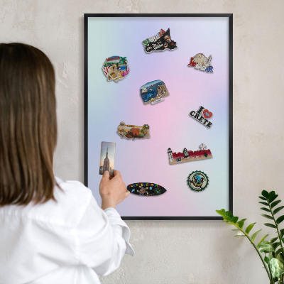 Tableau magnétique encadré de couleur noire Dégradé pastel