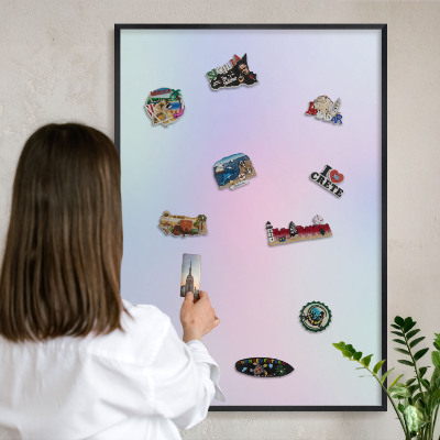Tableau magnétique encadré de couleur noire Dégradé pastel