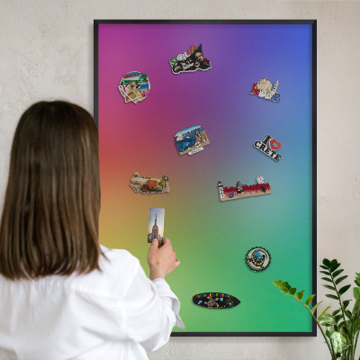 Tableau magnétique encadré de couleur noire Dégradé arc-en-ciel