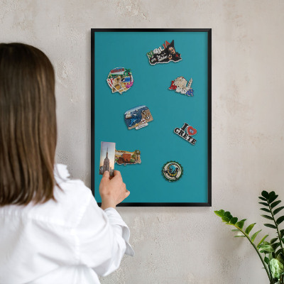 Tableau magnétique encadré de couleur noire Turquoise frais