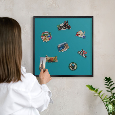 Tableau magnétique encadré de couleur noire Turquoise frais