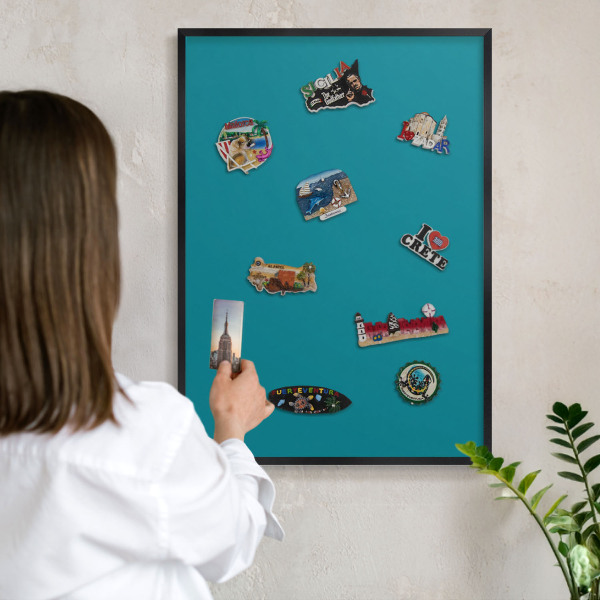 Tableau magnétique encadré de couleur noire Turquoise frais