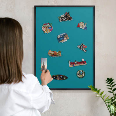 Tableau magnétique encadré de couleur noire Turquoise frais