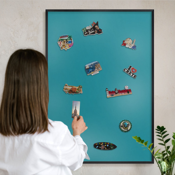 Tableau magnétique encadré de couleur noire Turquoise frais