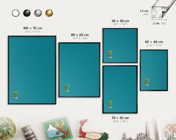 Tableau magnétique encadré de couleur noire Turquoise frais