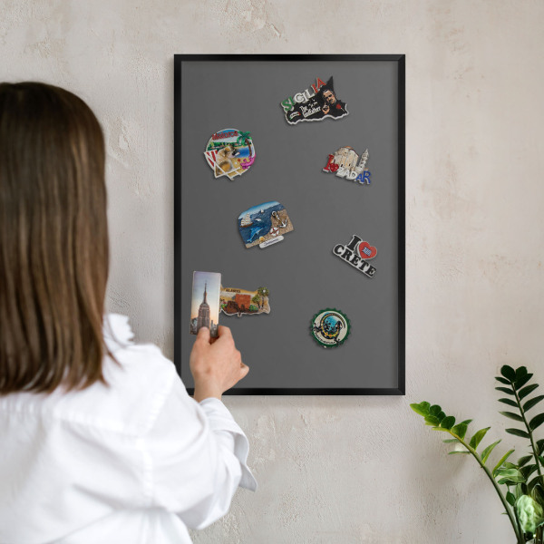 Tableau magnétique encadré de couleur noire Gris foncé