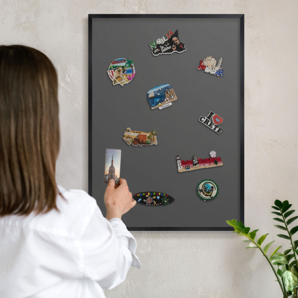 Tableau magnétique encadré de couleur noire Gris foncé