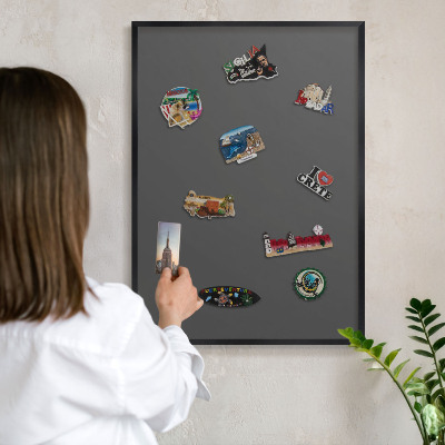 Tableau magnétique encadré de couleur noire Gris foncé