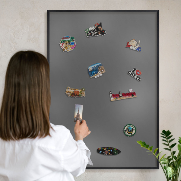 Tableau magnétique encadré de couleur noire Gris foncé