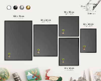 Tableau magnétique encadré de couleur noire Gris foncé