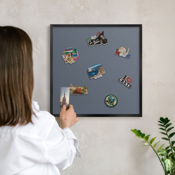 Tableau magnétique encadré de couleur noire Gris froid