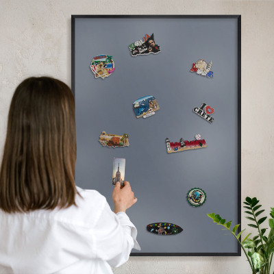 Tableau magnétique encadré de couleur noire Gris froid