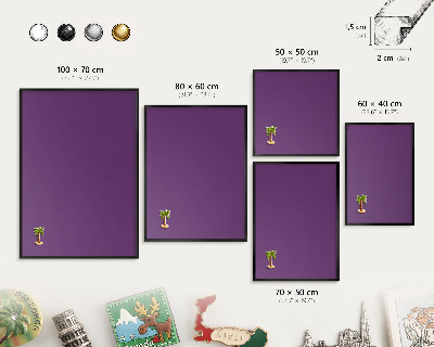 Tableau magnétique encadré de couleur noire Violet intense