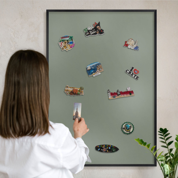 Tableau magnétique encadré de couleur noire Sauge noire