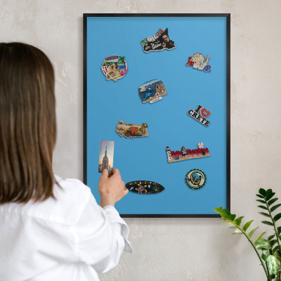 Tableau magnétique encadré de couleur noire Eau bleue