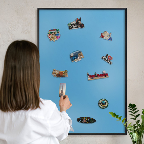 Tableau magnétique encadré de couleur noire Eau bleue